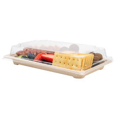 Pulp Tek Rectangle Clear Plastic Lid - Fits Large Sushi Tray - 8 1/2