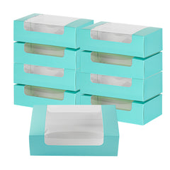 Pastry Tek Turquoise Paper Pastry / Cake Box - with Window - 7 3/4