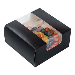 Pastry Tek Black Paper Pastry / Cake Box - with Window - 6 1/4