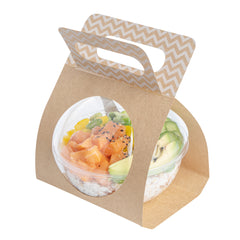 Thermo Tek Kraft Paper Sphere Salad Container Carrier - Fits 21 oz - 50 count box