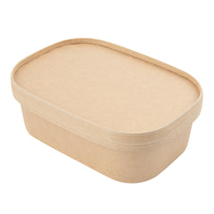 Bio Tek Oval Kraft Paper Lid - Fits Serving Container - 100 count box