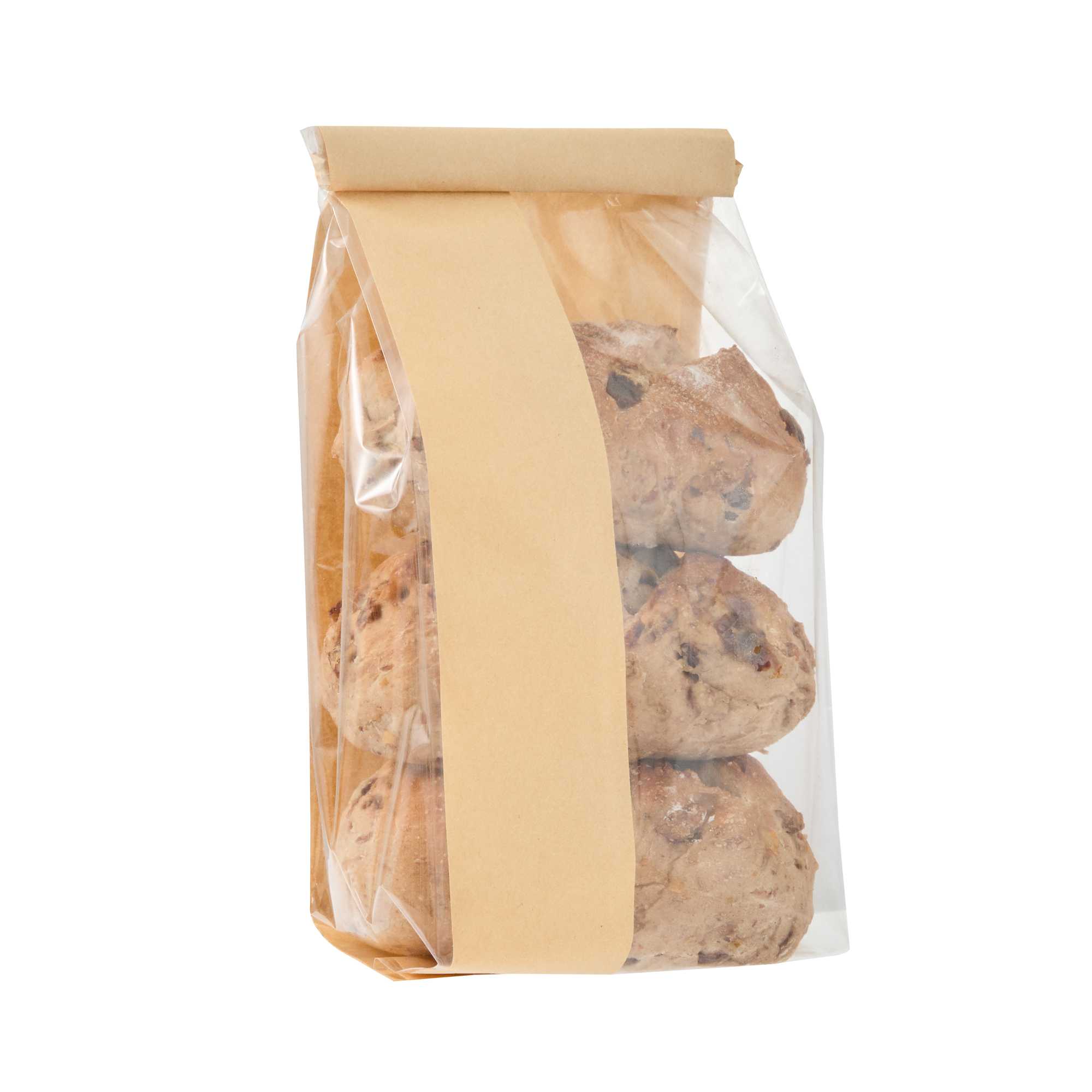 Bag Tek Kraft Paper Bakery Tin Tie Bag - with Window - 4 3/4" x 3 1/2" x 12 1/2" - 1000 count box