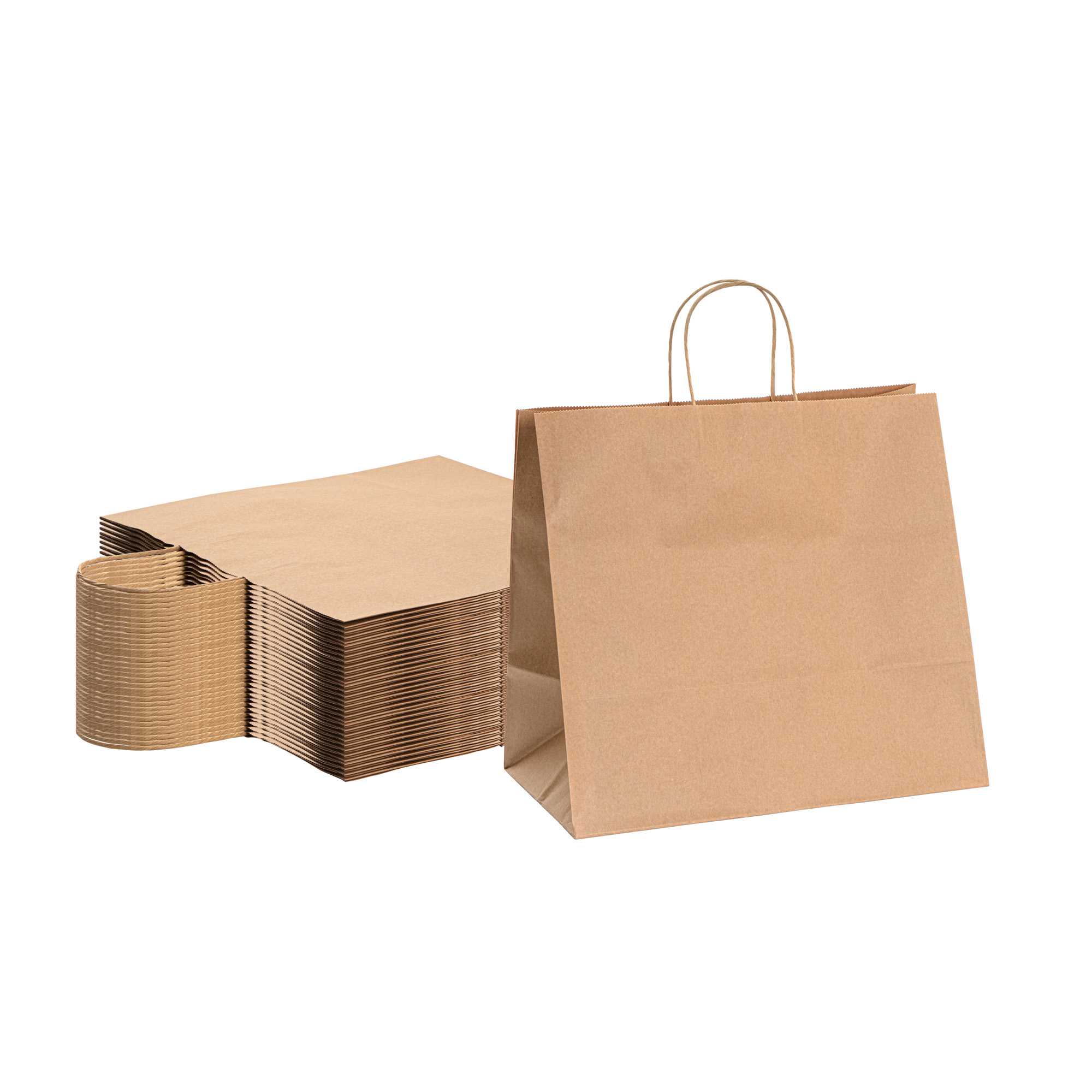 Saving Nature Kraft Paper Retail Bag - with Handles - 14 1/4" x 8 1/4" x 13 1/4" - 100 count box