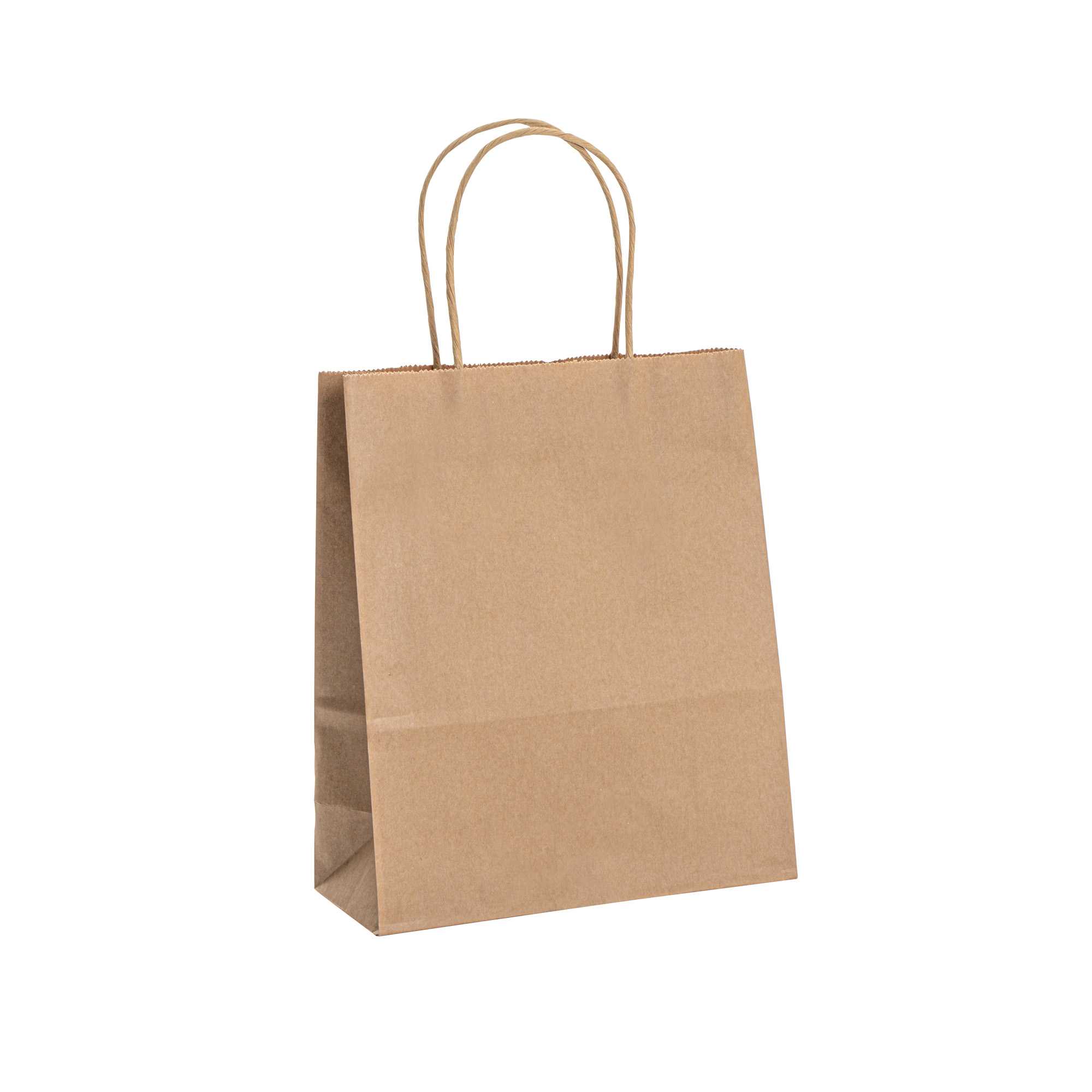 Saving Nature Kraft Paper Retail Bag - with Handles - 7" x 3 1/4" x 8 1/2" - 100 count box