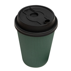 Restpresso Black Plastic 2-in-1 Straw or Sippy Coffee Cup Lid - with Detachable Double Plug, Fits 8, 12, 16 and 20 oz - 500 count box