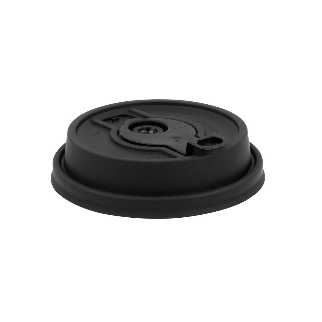 Restpresso Black Plastic 2-in-1 Straw or Sippy Coffee Cup Lid - with Detachable Double Plug, Fits 8, 12, 16 and 20 oz - 25 count box