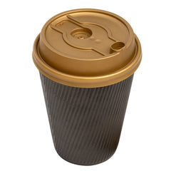 Restpresso Gold Plastic 2-in-1 Straw or Sippy Coffee Cup Lid - with Detachable Double Plug, Fits 8, 12, 16 and 20 oz - 500 count box