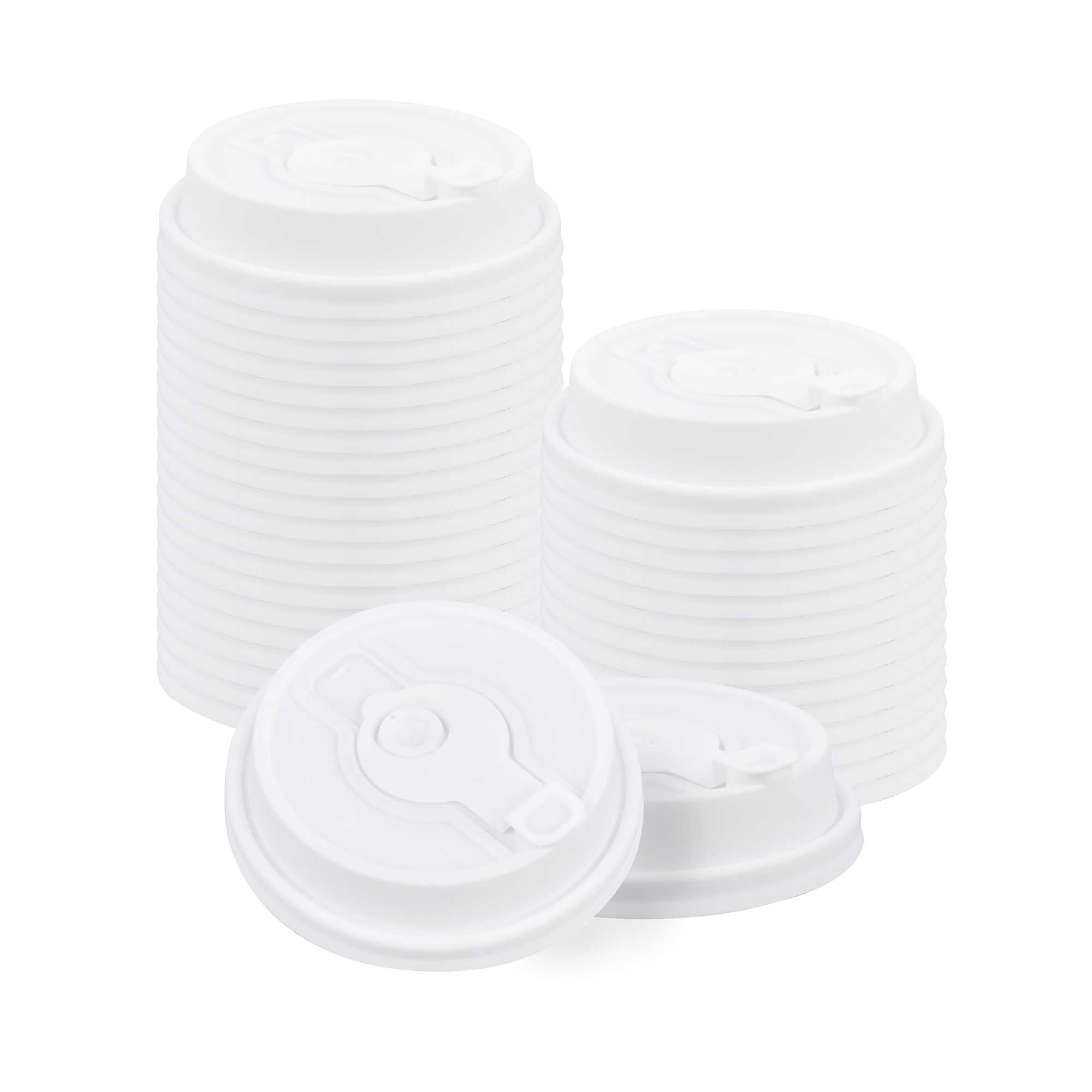 Restpresso White Plastic 2-in-1 Straw or Sippy Coffee Cup Lid - with Detachable Double Plug, Fits 8, 12, 16 and 20 oz - 25 count box