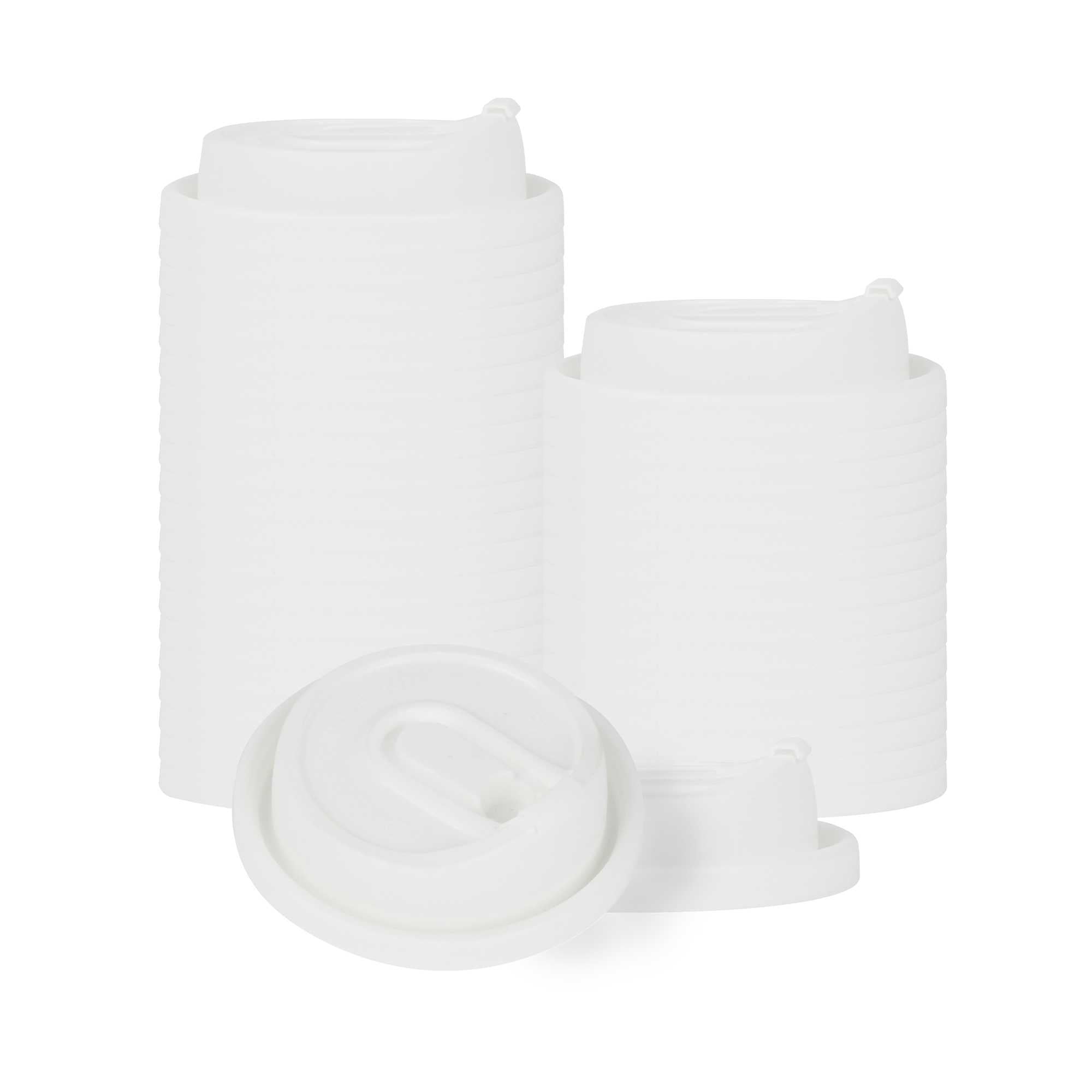 Restpresso White Plastic Coffee Cup Lid - with Detachable Plug, Fits 8, 12, 16 and 20 oz - 500 count box