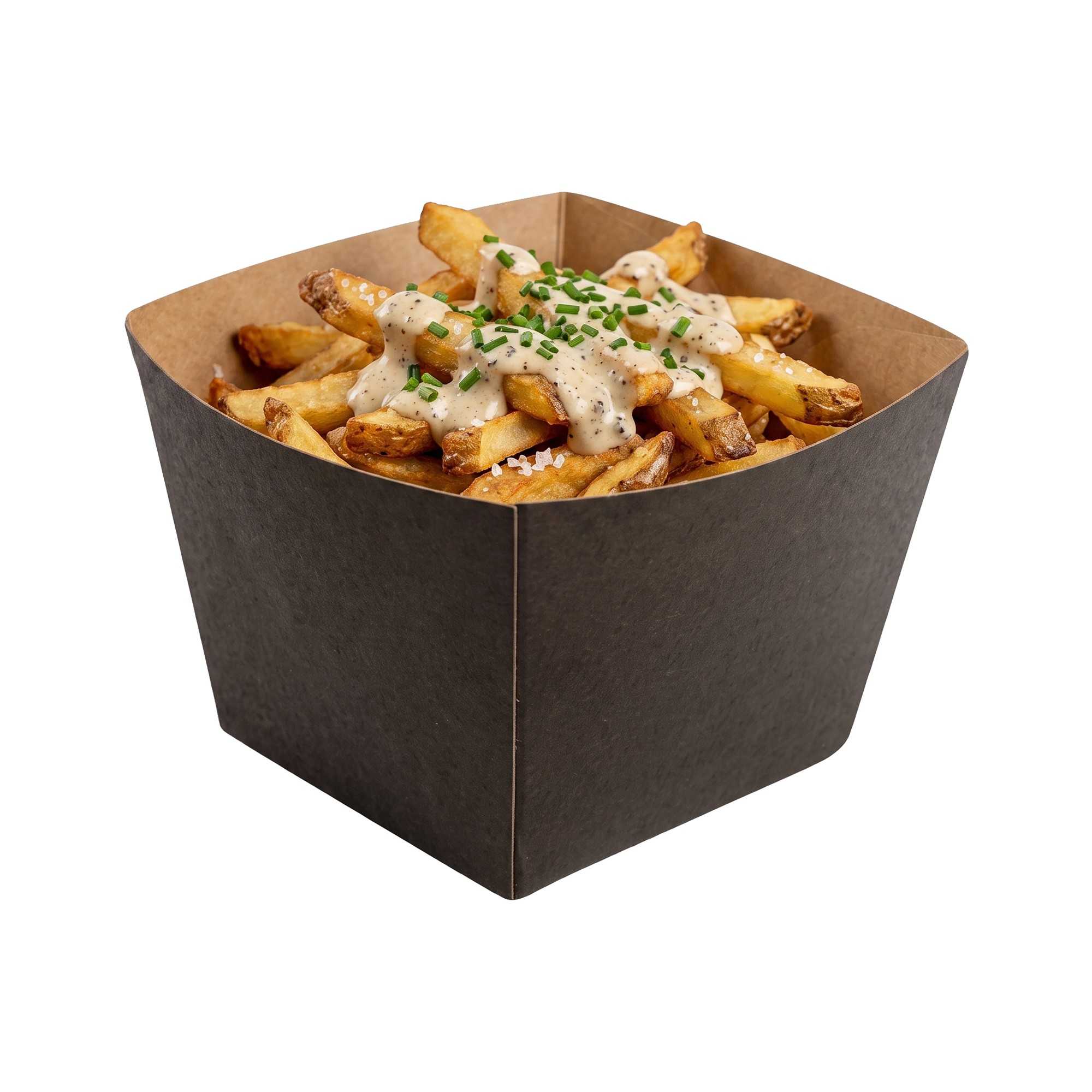 Bio Tek Square Black Paper Snack Box - 4 1/4" x 4 1/4" x 3 1/4" - 200 count box