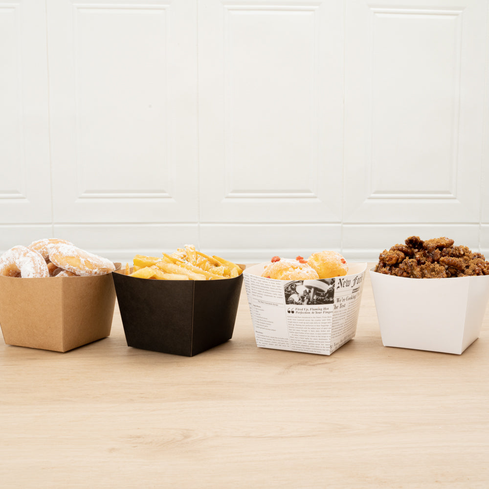 Bio Tek Square Black Paper Snack Box - 4 1/4