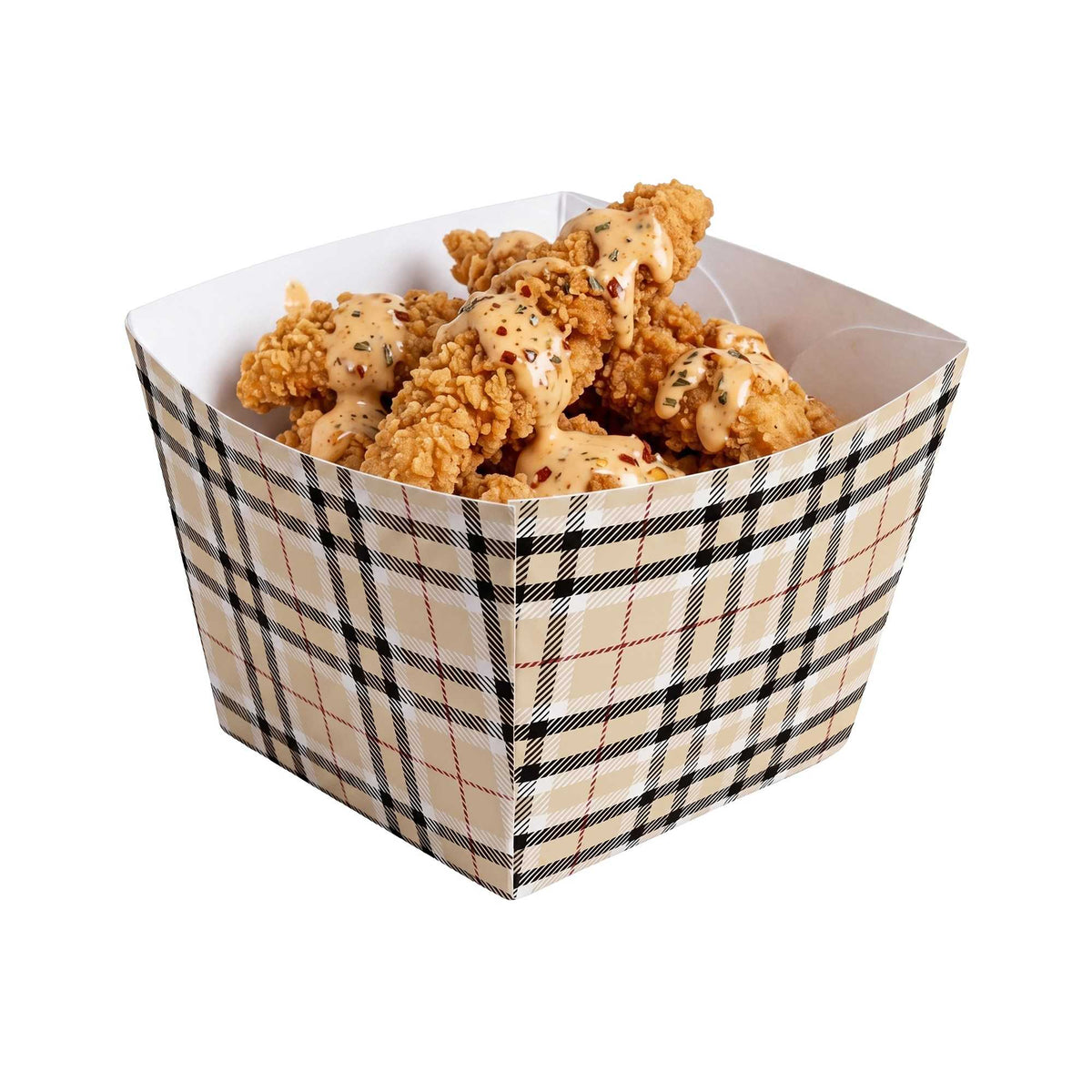 Bio Tek Square Plaid Paper Snack Box - 4 1/4" x 4 1/4" x 3 1/4" - 200 count box