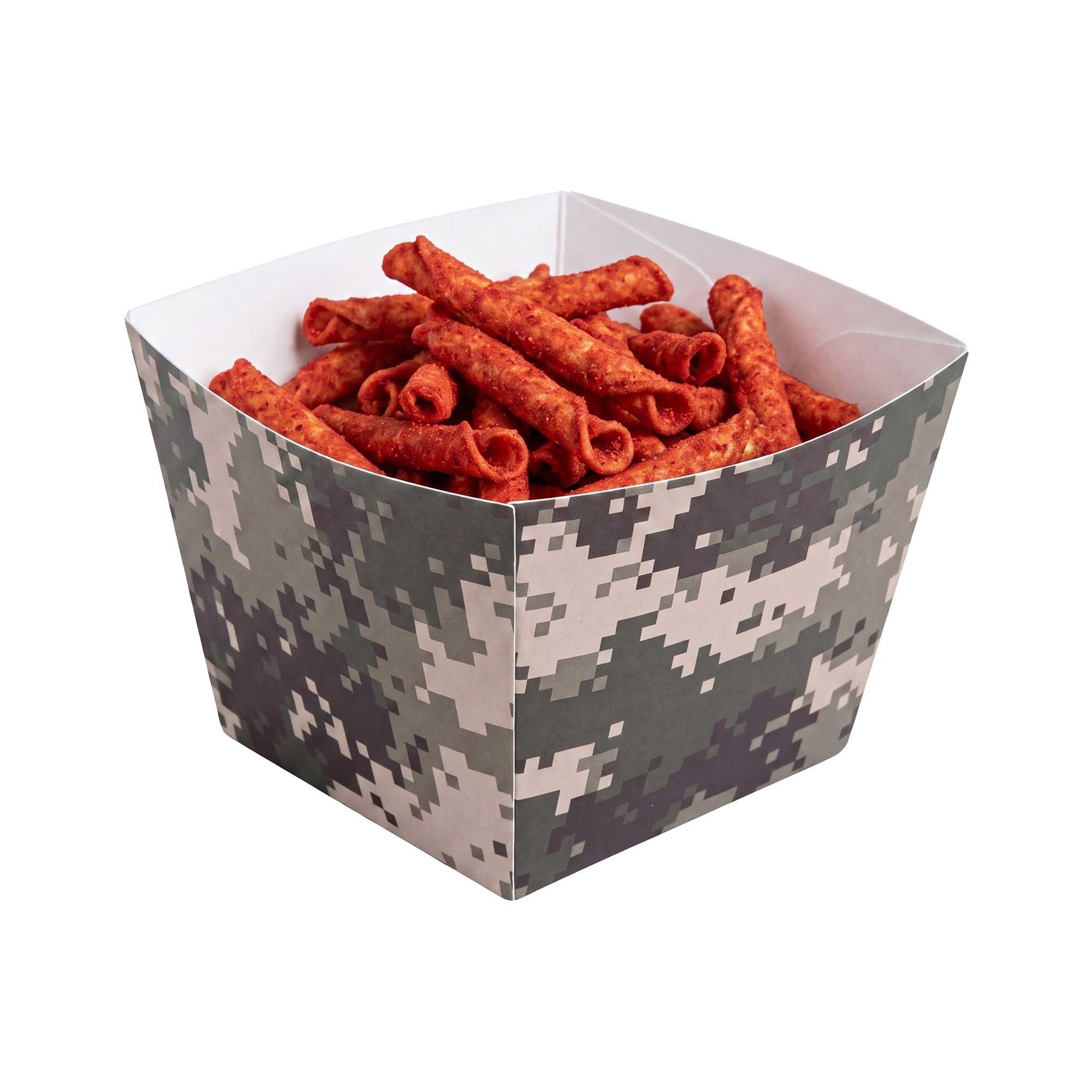 Bio Tek Square Camouflage Paper Snack Box - 4 1/4" x 4 1/4" x 3 1/4" - 200 count box