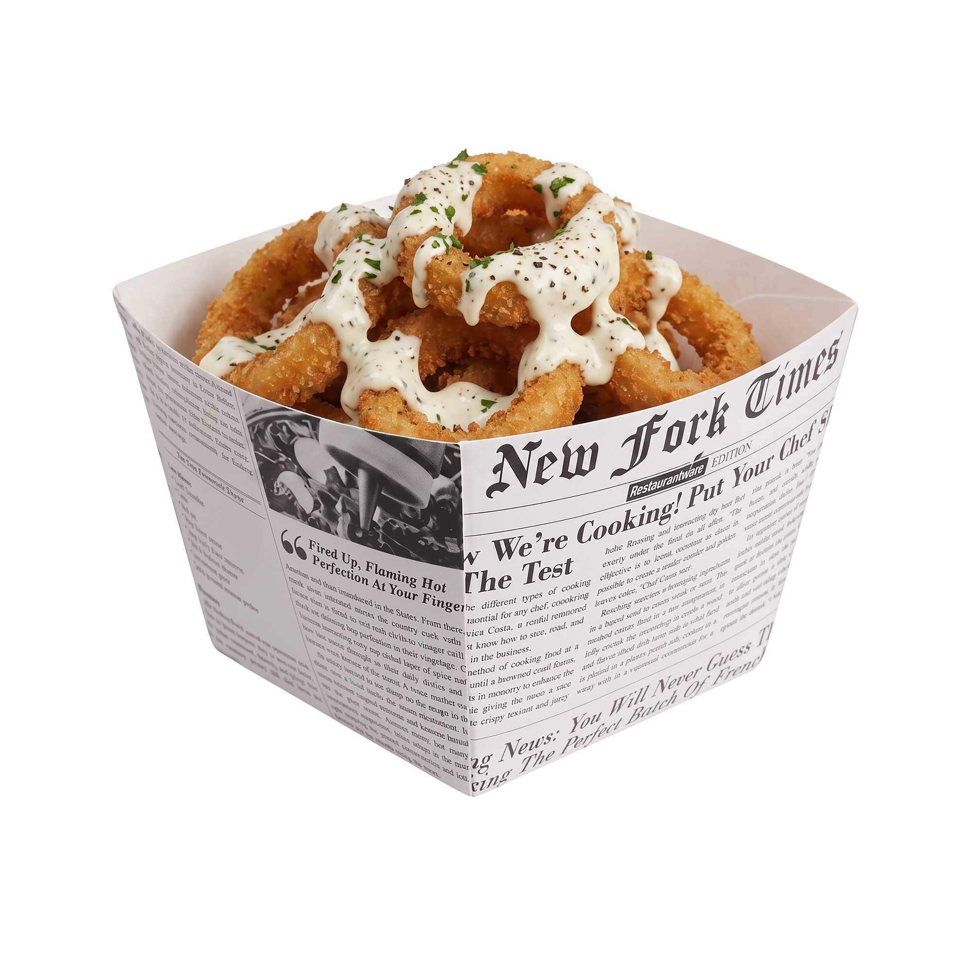 Bio Tek Square Newsprint Paper Snack Box - 4 1/4" x 4 1/4" x 3 1/4" - 200 count box