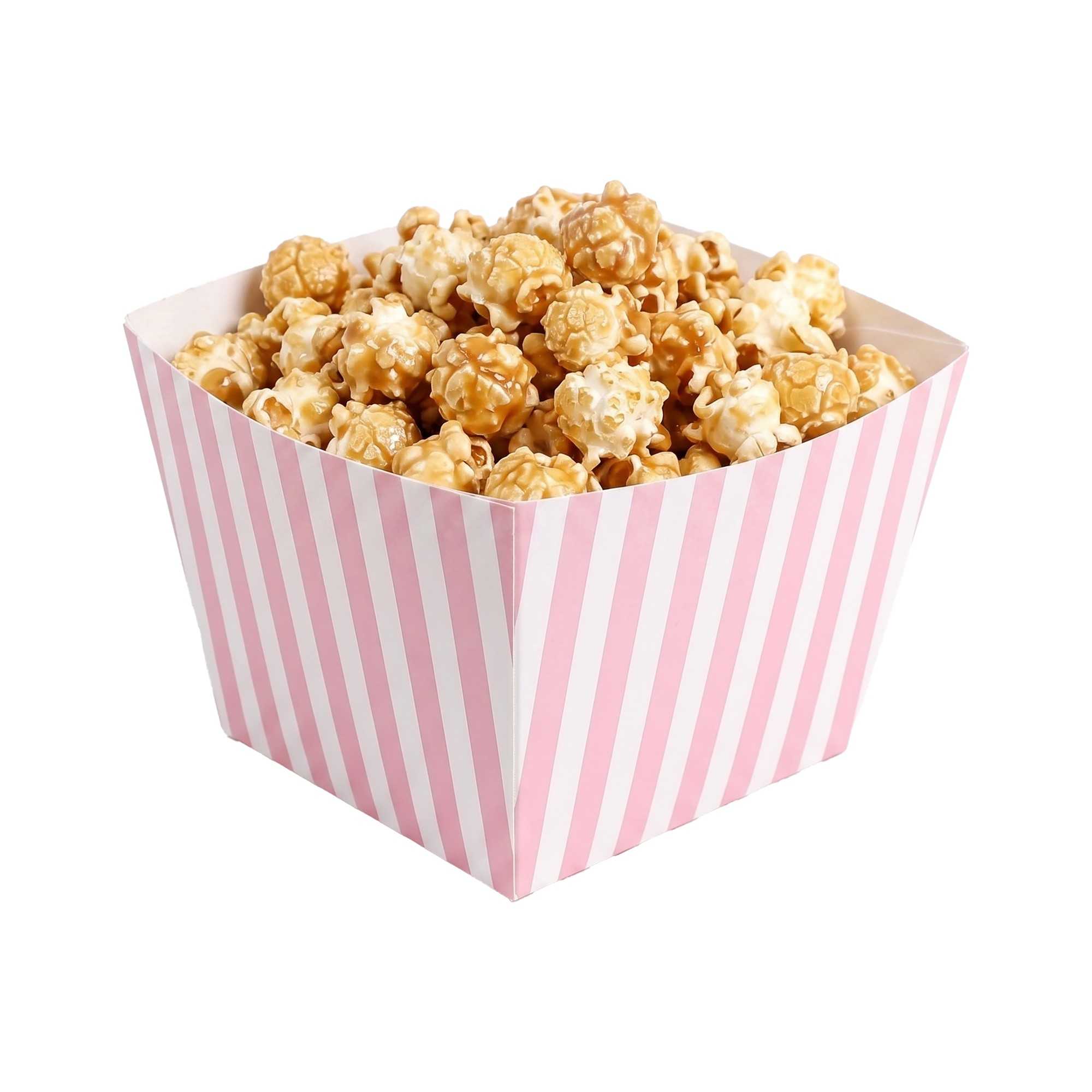 Bio Tek Square Pink and White Stripe Paper Snack Box - 4 1/4" x 4 1/4" x 3 1/4" - 200 count box