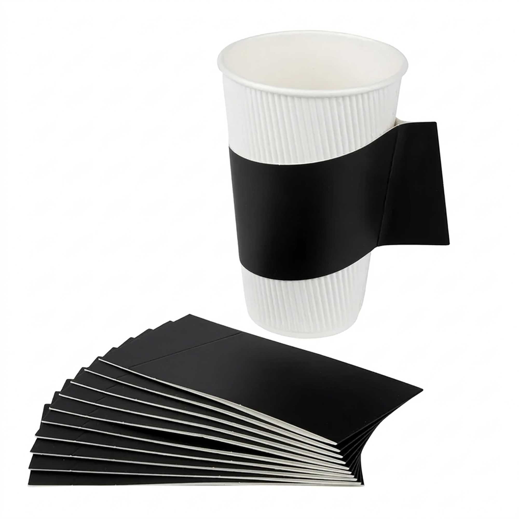 Restpresso Black Paper Coffee Cup Sleeve - with Handle, Fits 12 / 16 / 20 oz Cups - 1000 count box