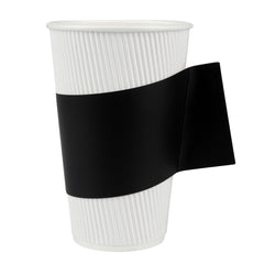 Restpresso Black Paper Coffee Cup Sleeve - with Handle, Fits 12 / 16 / 20 oz Cups - 1000 count box