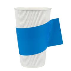 Restpresso Blue Paper Coffee Cup Sleeve - with Handle, Fits 12 / 16 / 20 oz Cups - 1000 count box