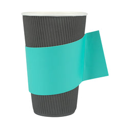 Restpresso Turquoise Paper Coffee Cup Sleeve - with Handle, Fits 12 / 16 / 20 oz Cups - 1000 count box