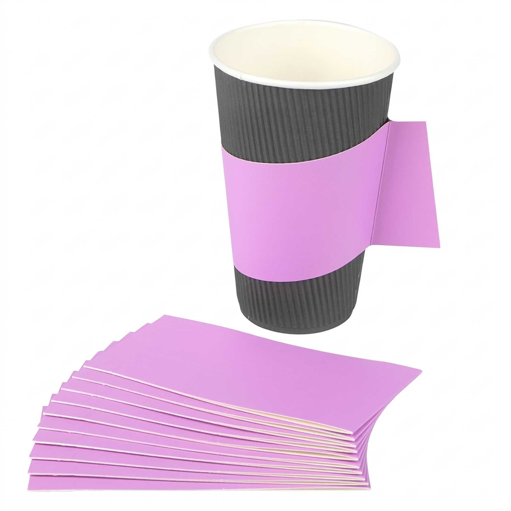 Restpresso Lavender Purple Paper Coffee Cup Sleeve - with Handle, Fits 12 / 16 / 20 oz Cups - 1000 count box