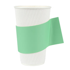 Restpresso Mint Green Paper Coffee Cup Sleeve - with Handle, Fits 12 / 16 / 20 oz Cups - 1000 count box