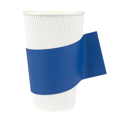 Restpresso Navy Blue Paper Coffee Cup Sleeve - with Handle, Fits 12 / 16 / 20 oz Cups - 50 count box