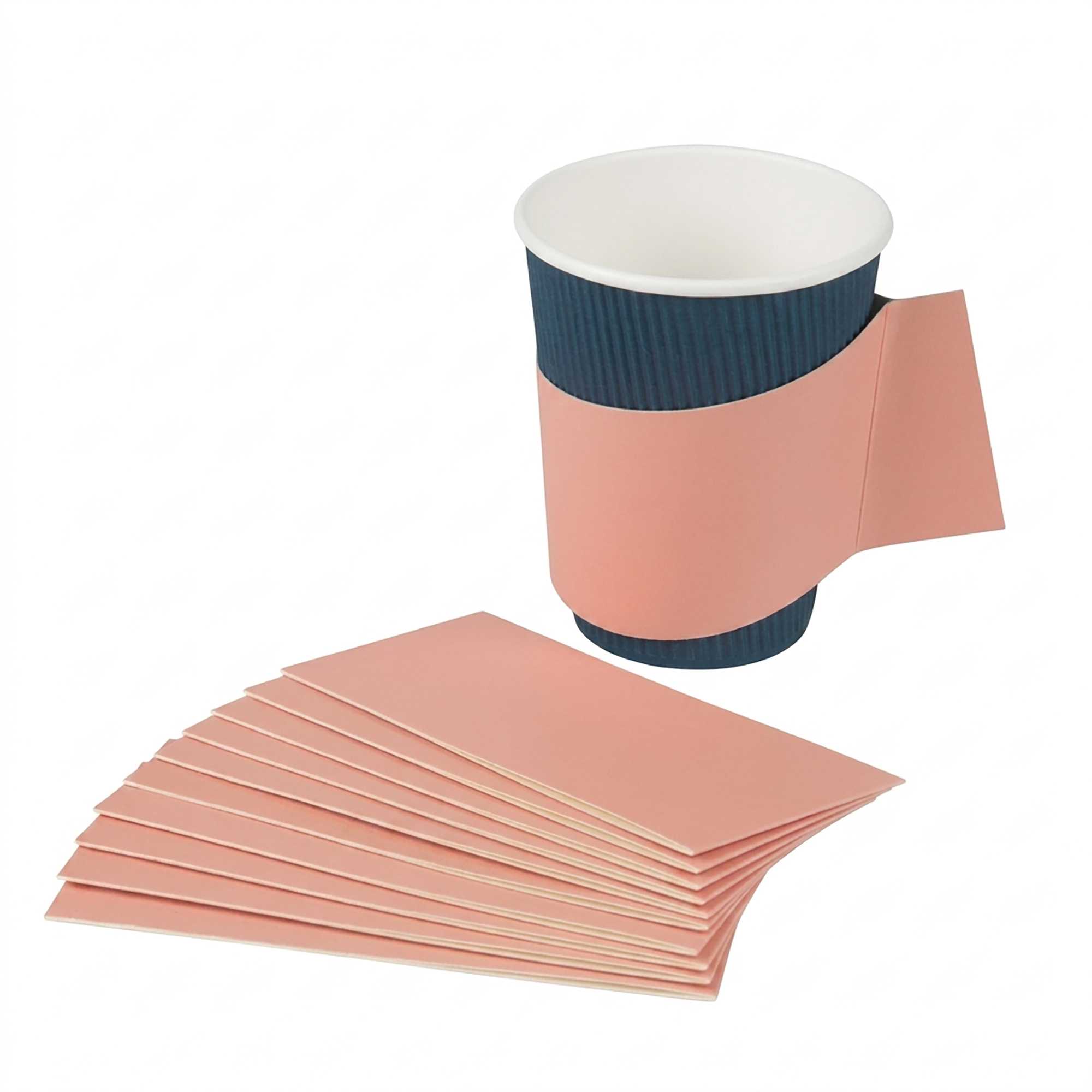 Restpresso Nude Paper Coffee Cup Sleeve - with Handle, Fits 12 / 16 / 20 oz Cups - 1000 count box
