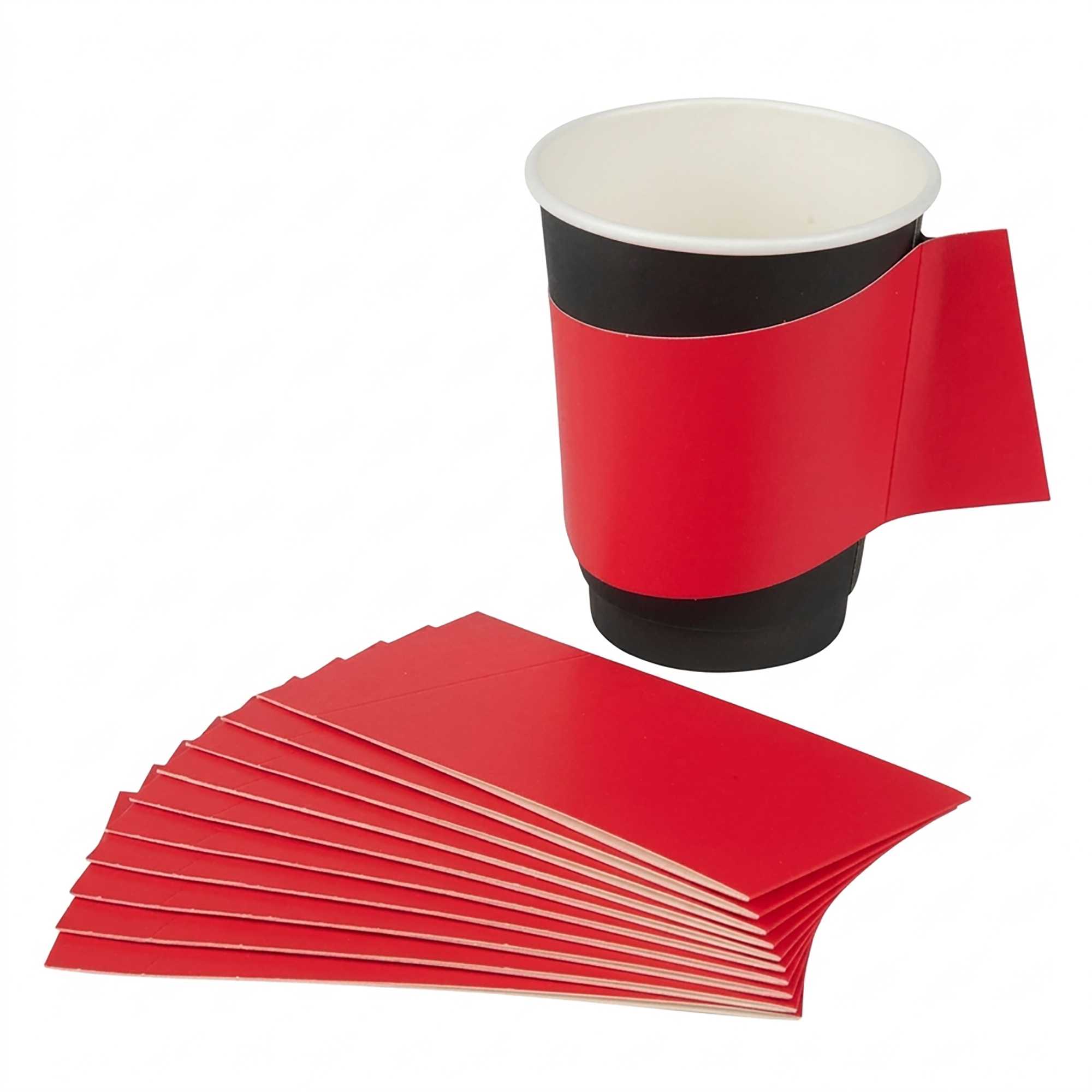 Restpresso Red Paper Coffee Cup Sleeve - with Handle, Fits 12 / 16 / 20 oz Cups - 1000 count box