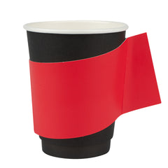Restpresso Red Paper Coffee Cup Sleeve - with Handle, Fits 12 / 16 / 20 oz Cups - 50 count box
