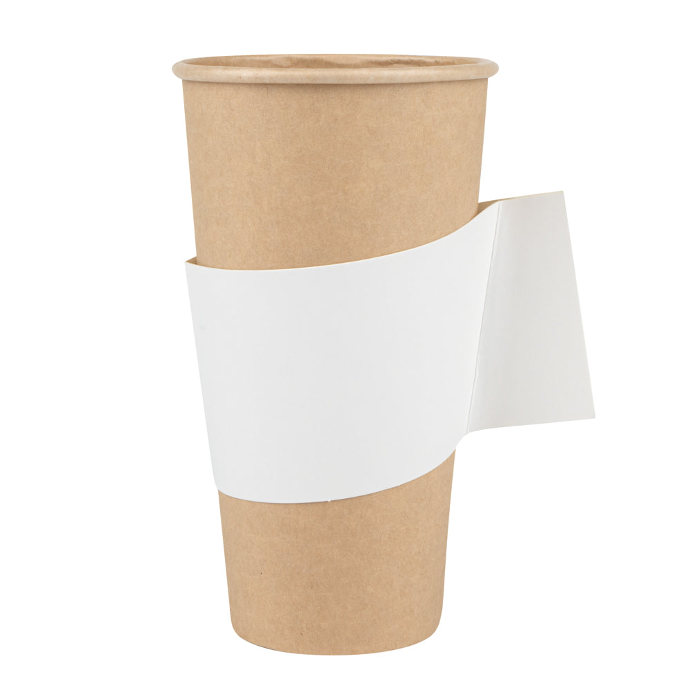 Restpresso White Paper Coffee Cup Sleeve - with Handle, Fits 12 / 16 ...