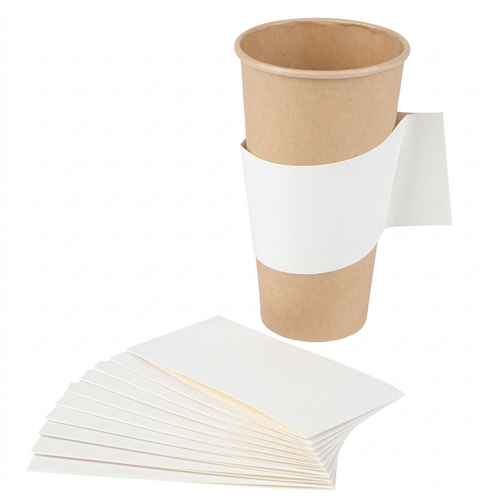 Restpresso White Paper Coffee Cup Sleeve - with Handle, Fits 12 / 16 / 20 oz Cups - 1000 count box