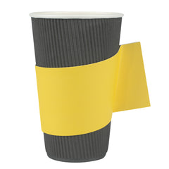 Restpresso Yellow Paper Coffee Cup Sleeve - with Handle, Fits 12 / 16 / 20 oz Cups - 1000 count box