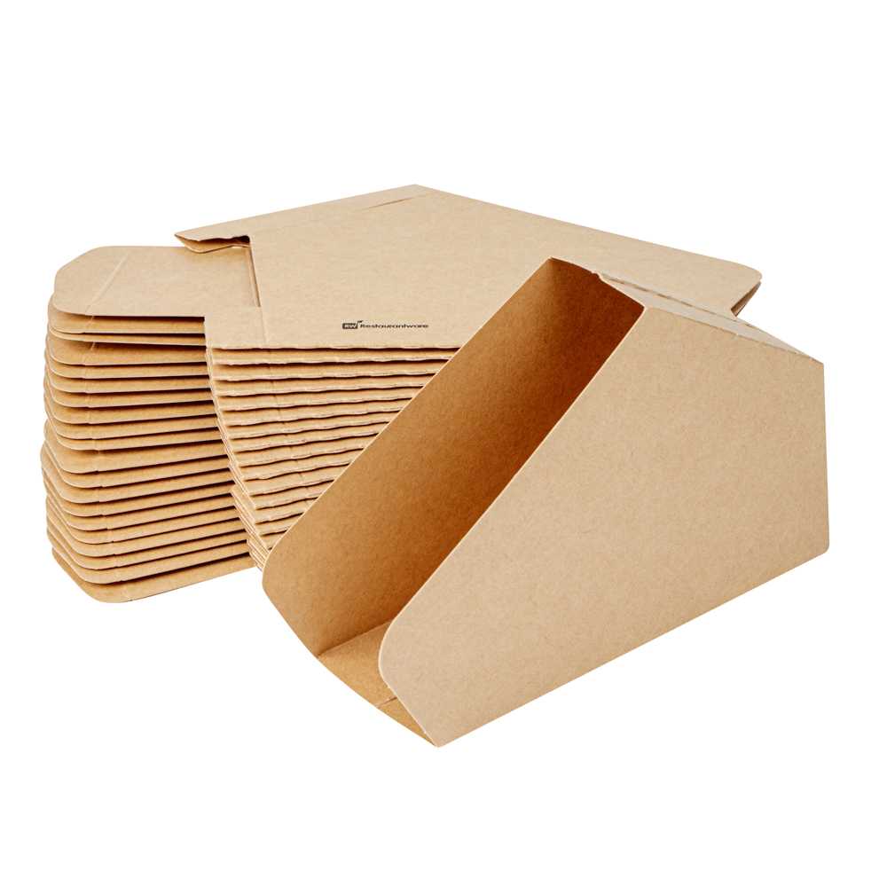 Bio Tek Kraft Paper Large Taco Holder - Greaseproof - 6 1/4" x 2" x 3 3/4" - 800 count box