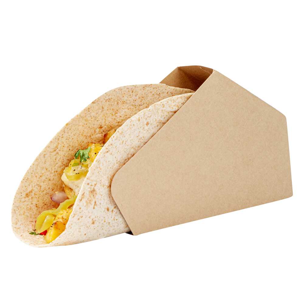 Bio Tek Kraft Paper Large Taco Holder - Greaseproof - 6 1/4" x 2" x 3 3/4" - 800 count box