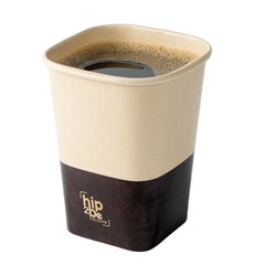 Hip 2 Be Square 12 oz Kraft and Brown Paper Hot / Cold Drinking Cup - Single Wall - 3 1/4