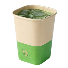 Hip 2 Be Square 12 oz Kraft and Green Paper Hot / Cold Drinking Cup - Single Wall - 3 1/4