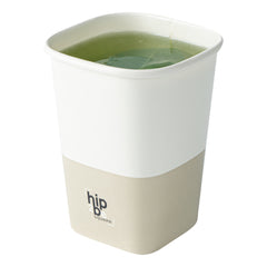 Hip 2 Be Square 12 oz White and Taupe Paper Hot / Cold Drinking Cup - Single Wall - 3 1/4