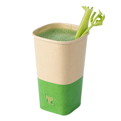 Hip 2 Be Square 16 oz Kraft and Green Paper Hot / Cold Drinking Cup - Single Wall - 3 1/4