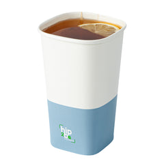 Hip 2 Be Square 16 oz White and Blue Paper Hot / Cold Drinking Cup - Single Wall - 3 1/4