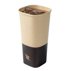 Hip 2 Be Square 22 oz Kraft and Brown Paper Hot / Cold Drinking Cup - Single Wall - 3 1/4