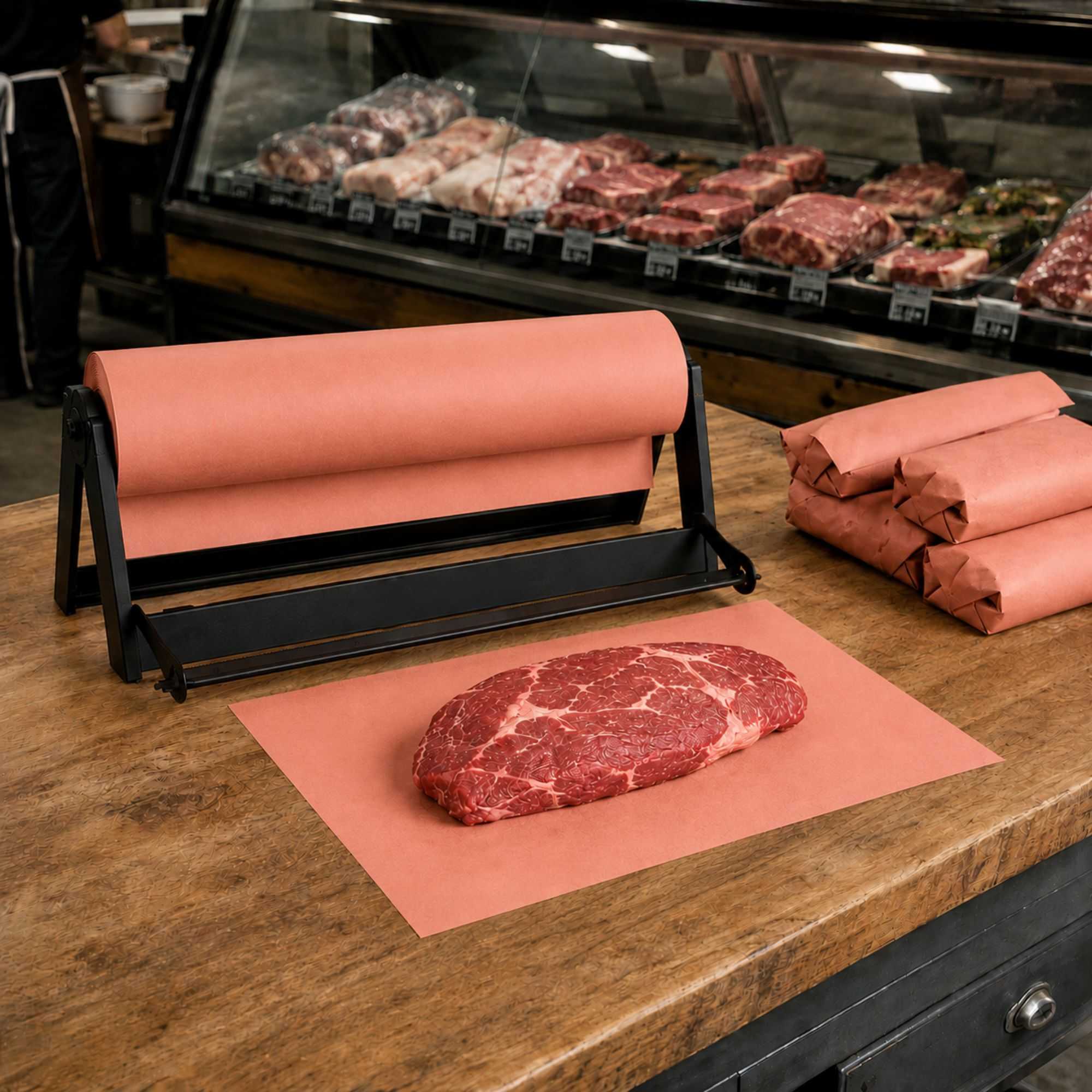 Chef 101 Pink / Peach 40# Butcher Paper Roll - 18" x 175' - 9 count box
