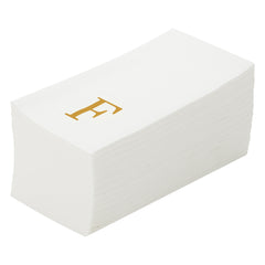 Luxenap Rectangle Gold Letter F White Paper Linen-Feel Guest Towel - Air Laid, Sans Serif Font - 15 3/4
