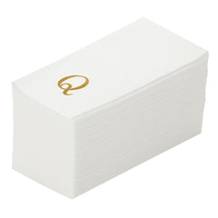 Luxenap Rectangle Gold Letter Q White Paper Linen-Feel Guest Towel - Air Laid, Sans Serif Font - 15 3/4