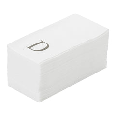 Luxenap Rectangle Silver Letter D White Paper Linen-Feel Guest Towel - Air Laid, Sans Serif Font - 15 3/4