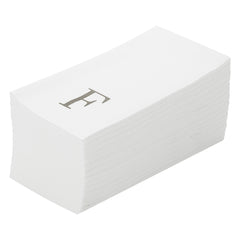 Luxenap Rectangle Silver Letter F White Paper Linen-Feel Guest Towel - Air Laid, Sans Serif Font - 15 3/4