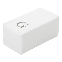 Luxenap Rectangle Silver Letter G White Paper Linen-Feel Guest Towel - Air Laid, Sans Serif Font - 15 3/4