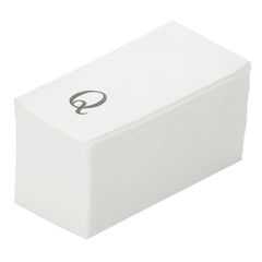 Luxenap Rectangle Silver Letter Q White Paper Linen-Feel Guest Towel - Air Laid, Sans Serif Font - 15 3/4