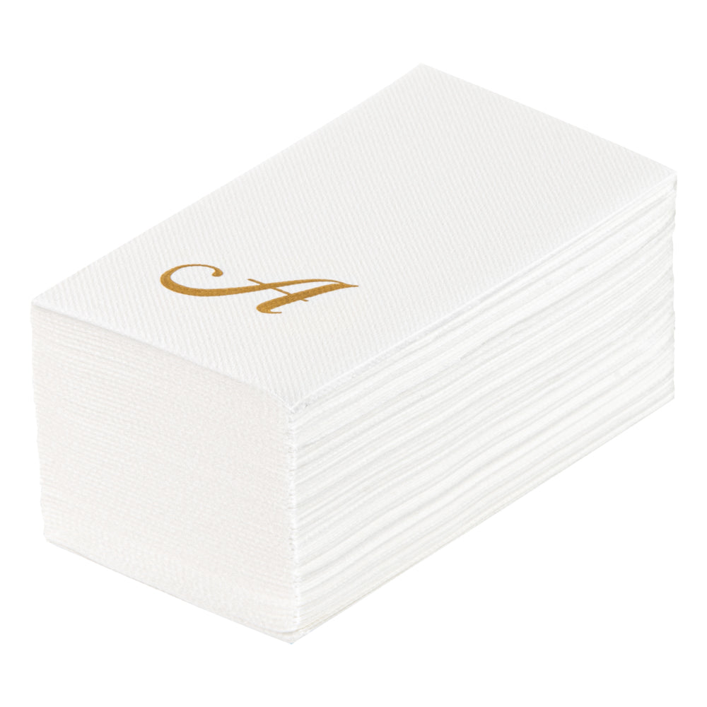 Luxenap Rectangle Gold Letter A White Paper Linen-Feel Guest Towel ...