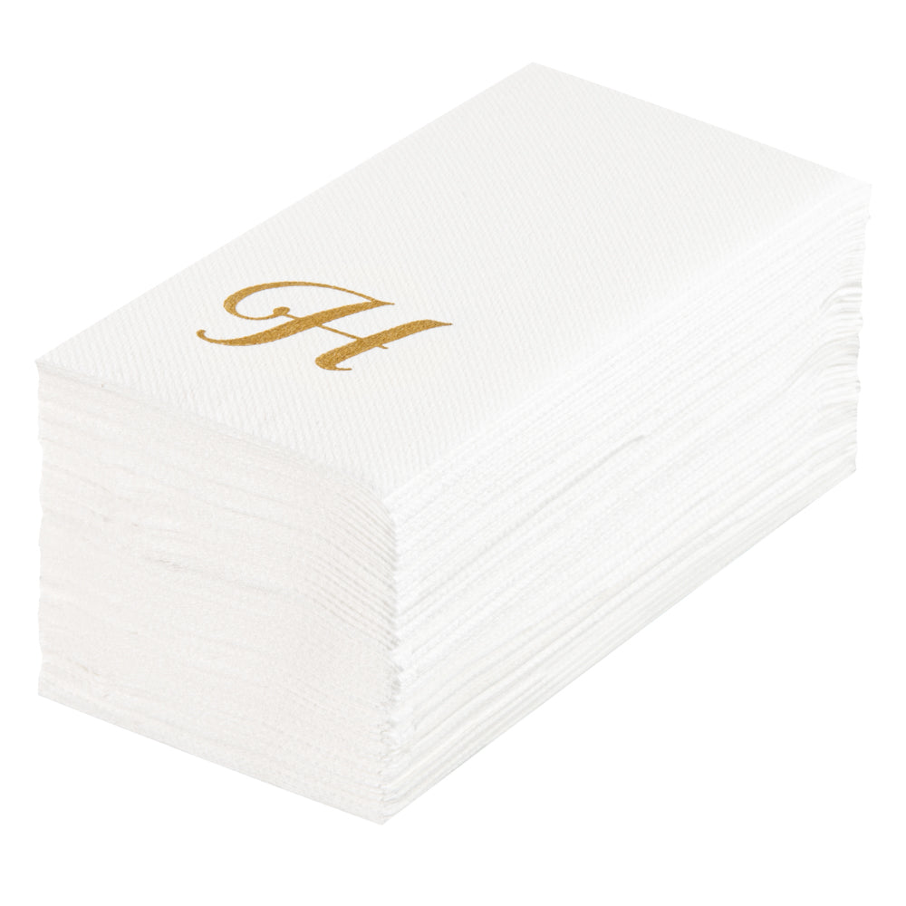 Luxenap Rectangle Gold Letter H White Paper Linen-Feel Guest Towel ...