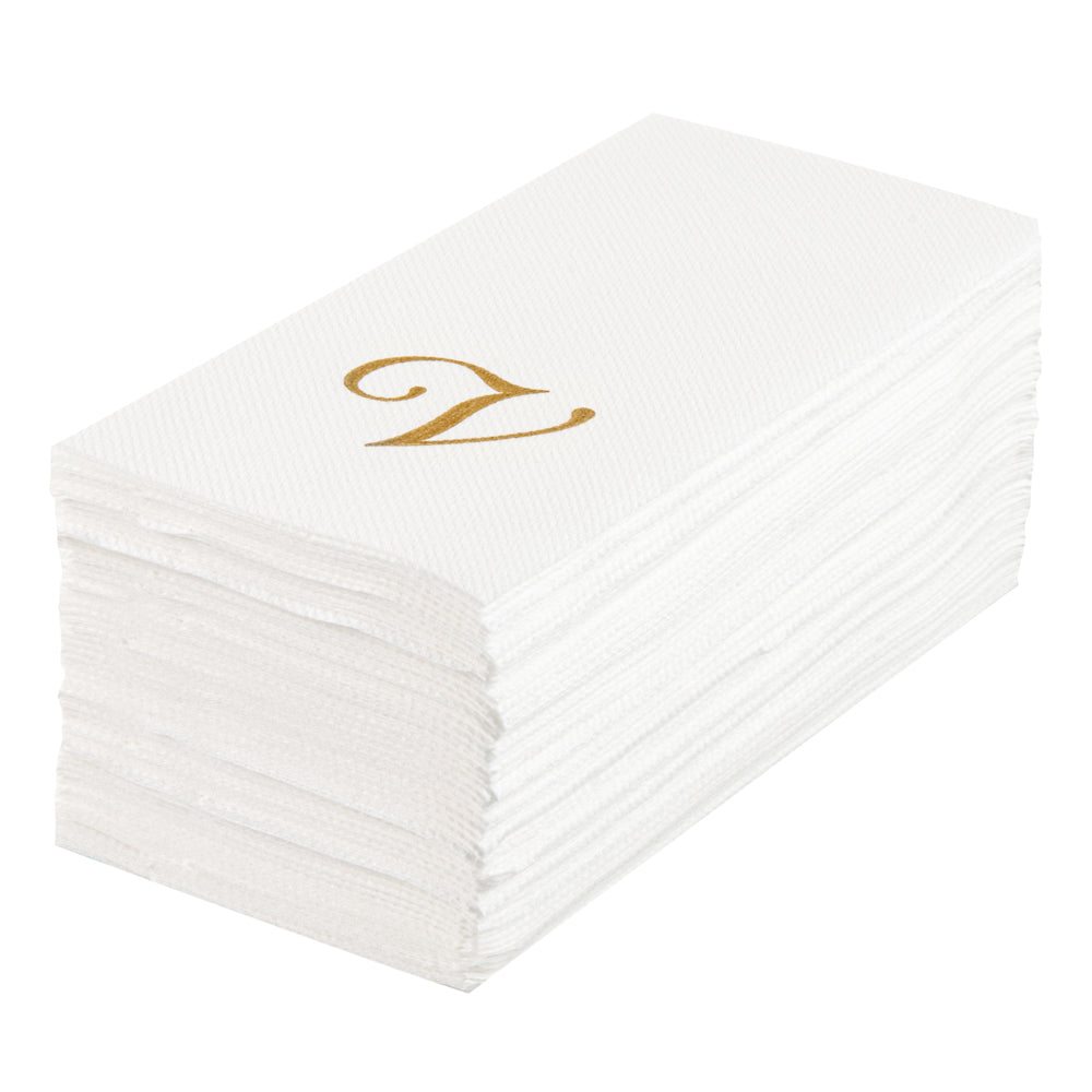 Luxenap Rectangle Gold Letter V White Paper Linen-Feel Guest Towel ...
